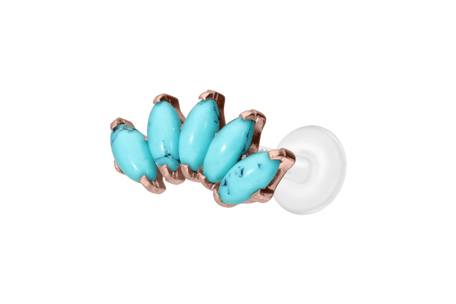 PTFE Labret Piercing mit Innengewinde + Titan-Aufsatz BOGEN + SYNTHETISCHE TÜRKISE